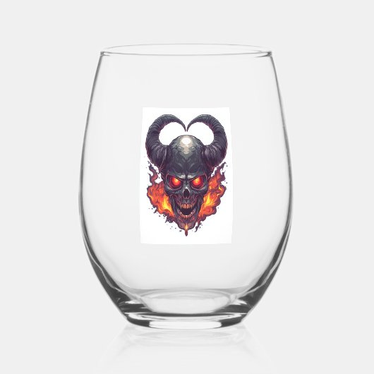 Demon Skull Firestorm Wijnglas Zonder Voet (Voorkant)