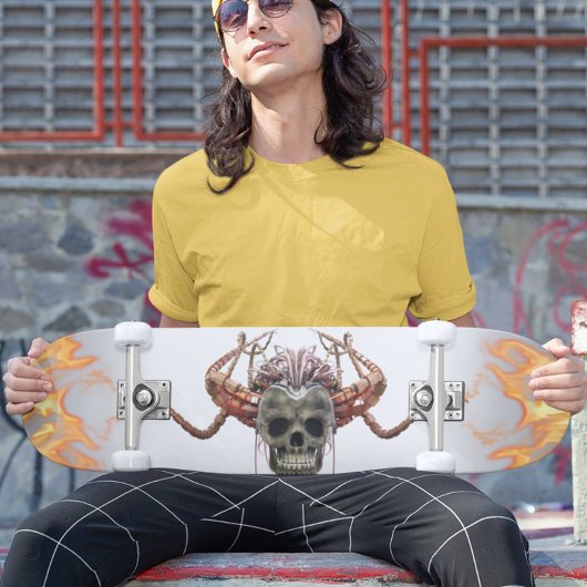 Demon Skull Helmet Horns Skateboard