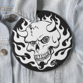 Demon Skull in Flames Ronde Button 6,0 Cm (In situ)