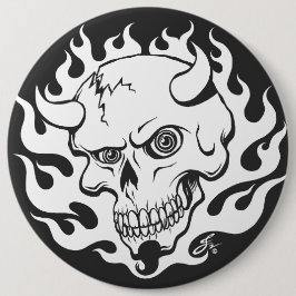Demon Skull in Flames Ronde Button 6,0 Cm