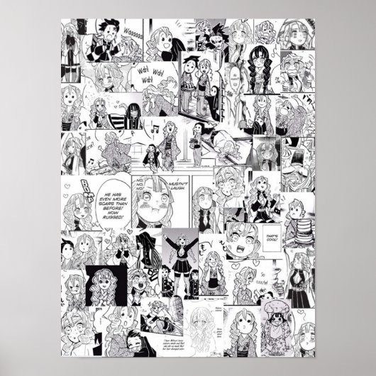Demon Slayer Mitsuri Kanroji Collage Poster (Voorkant)
