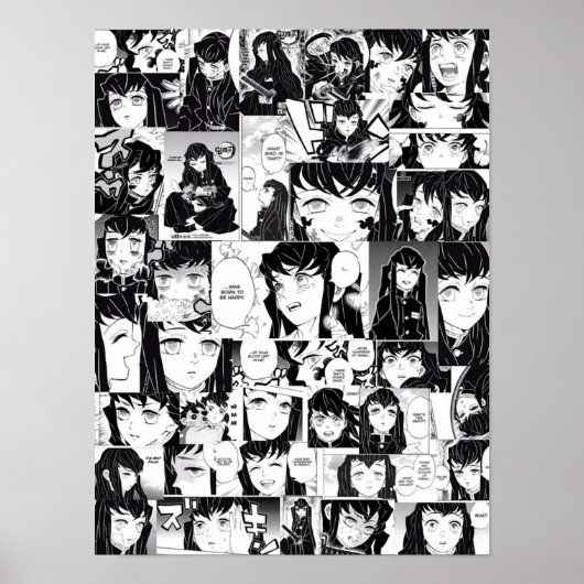 Demon Slayer Muichiro Tokito Collage Poster (Voorkant)
