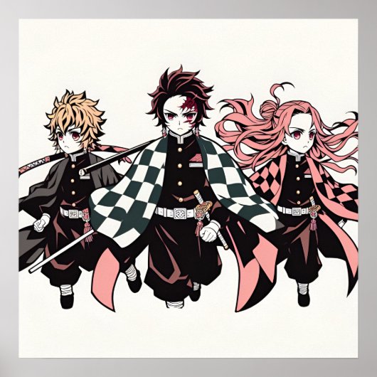 Demon Slayer Tanjiro, Nezuko, Zenitsu Poster (Voorkant)