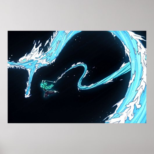 Demon Slayer Tanjiro Water Breathing Poster (Voorkant)