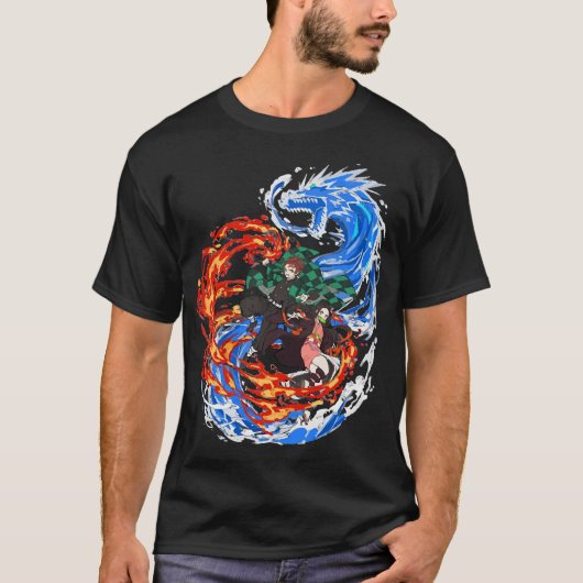 demon slayer water en brand T-Shirt (Voorkant)