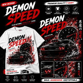 Demon Speed Muscle Car Dark Racing - Wit T-shirt
