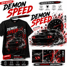 Demon Speed Muscle Car Donkere Racing - Zwarte T-S T-shirt