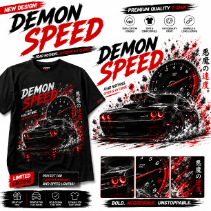 Demon Speed Muscle Car Donkere Racing - Zwarte T-S T-shirt