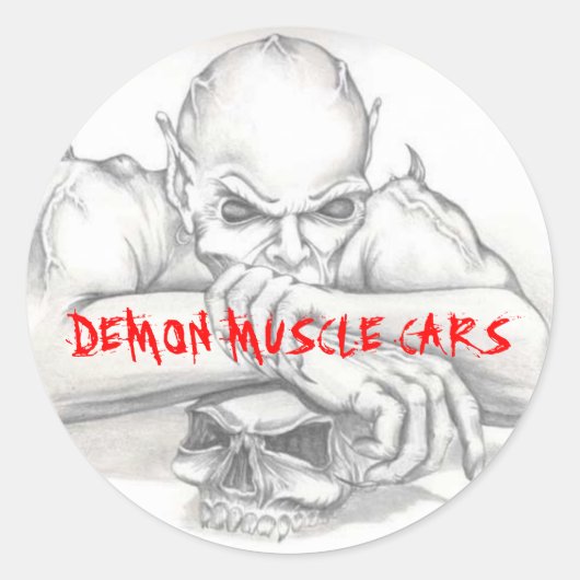 DEMON STICKER, DEMON SPIERAUTO'S RONDE STICKER (Voorkant)