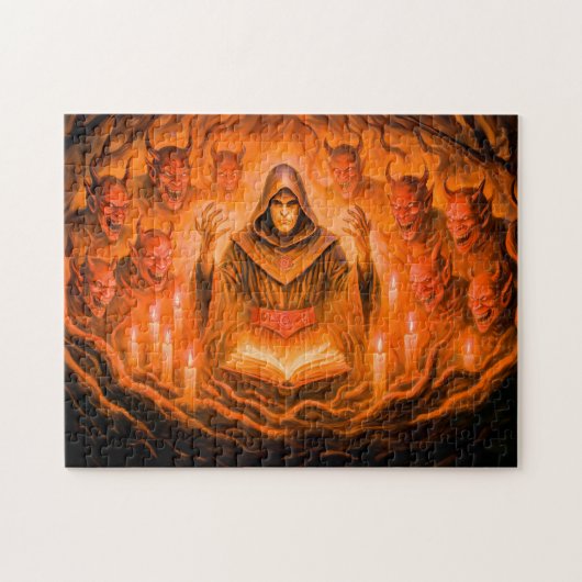 Demon summonerende magiër in olieverfschildering legpuzzel (Horizontaal)