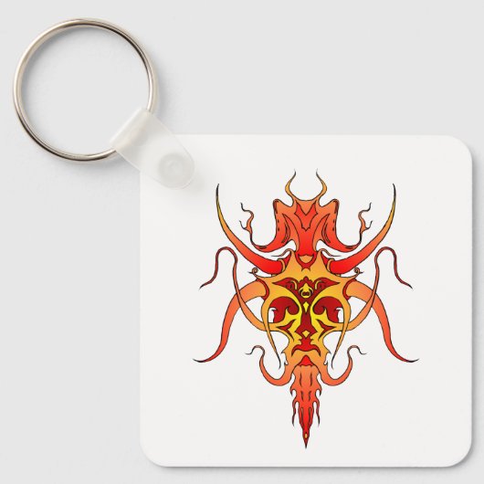 Demon Tribale Tatoeage Ontwerp Sleutelhanger (Voorkant)