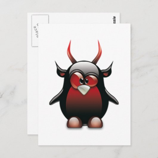 Demon Tux (Linux Tux) Briefkaart (Voorkant / Achterkant)