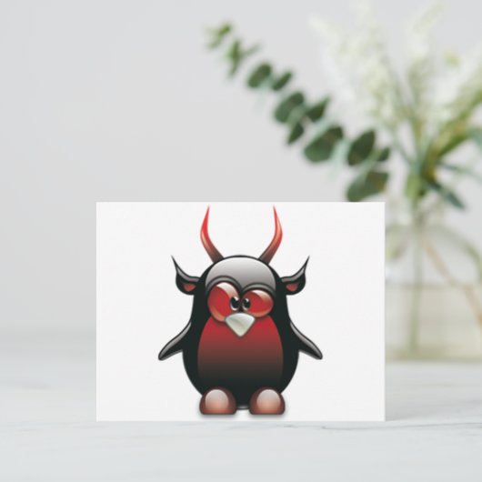 Demon Tux (Linux Tux) Briefkaart (Staand voorkant)