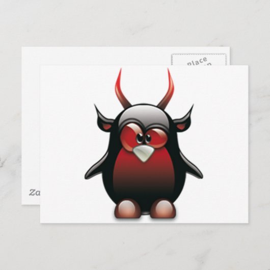 Demon Tux (Linux Tux) Briefkaart (Voorkant / Achterkant)