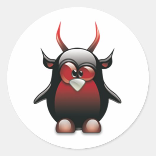 Demon Tux (Linux Tux) Ronde Sticker (Voorkant)