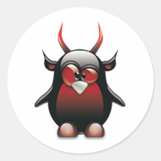 Demon Tux (Linux Tux) Ronde Sticker