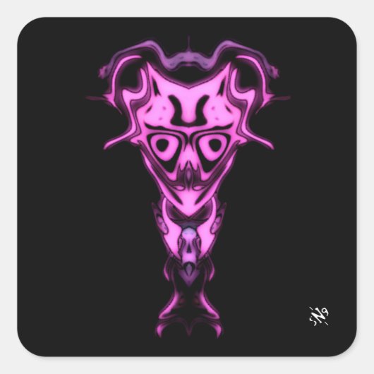 Demon van de onderwereld's buste v0.1 vierkante sticker (Voorkant)