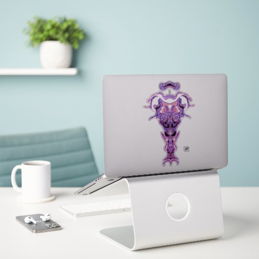 Demon van de onderwereld's buste v1.1 sticker (Laptop op bureau)