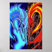 Demon van water en vuur | AI Art Poster (Voorkant)