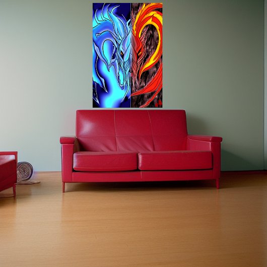 Demon van water en vuur | AI Art Poster