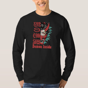 Demon voor backprint in Japanse Oni-maskers T-shirt