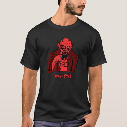 Demon wijst erop dat ik wil dat je duivelduivelse  t-shirt (Voorkant)