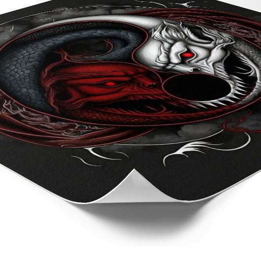 Demon Wolf Yin Yang Graphic Poster (Hoek)