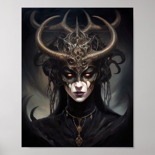 Demon Woman Queen Dark Fantasy Art Poster (Voorkant)