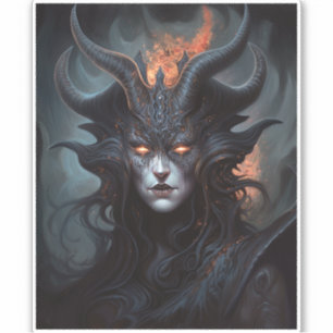 Demon Woman Queen Dark Fantasy Art Sticker