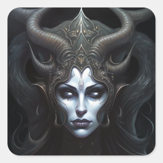 Demon Woman Queen Dark Fantasy Art Vierkante Sticker (Voorkant)