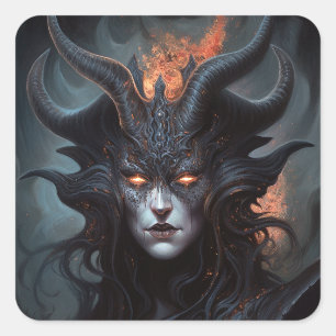 Demon Woman Queen Dark Fantasy Art Vierkante Sticker