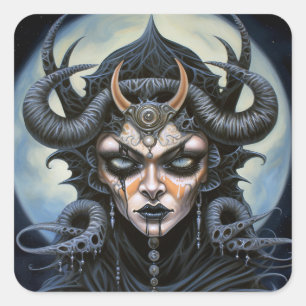 Demon Woman Queen Dark Fantasy Art Vierkante Sticker
