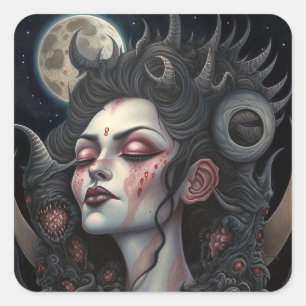 Demon Woman Queen Dark Fantasy Art Vierkante Sticker