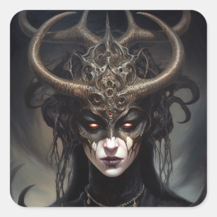 Demon Woman Queen Dark Fantasy Art Vierkante Sticker