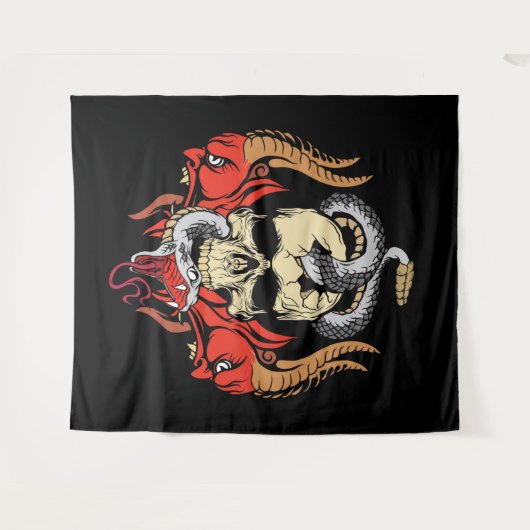 Demonen, slang en schedel wandkleed (Voorkant (horizontaal))