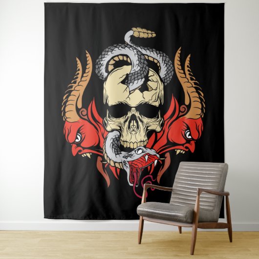 Demonen, slang en schedel wandkleed (In situ)