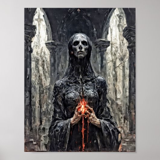 Demonengeest die brandend hart vasthoudt poster (Voorkant)