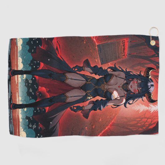 Demones met contact op Crossroads, Anime Demon Golfhanddoek (Horizontaal)