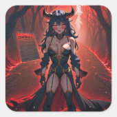 Demones met contact op Crossroads, Anime Demon Vierkante Sticker (Voorkant)