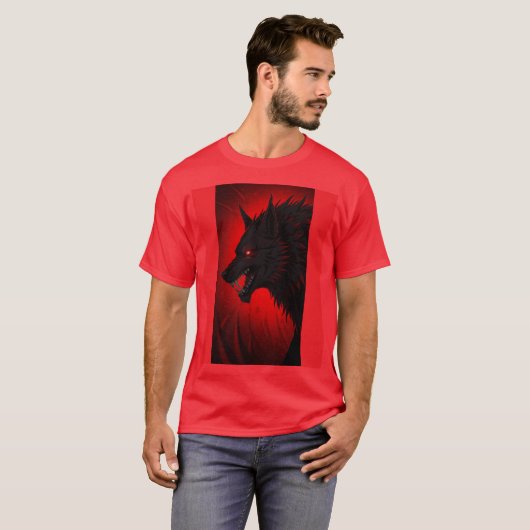 Demonic Alpha Wolf - Red-Eyed Fury Art T-shirt (Voorkant volledig)