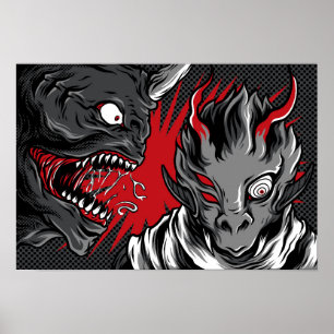 Demonic Creatures; Dubbele Monster Confrontatie Poster