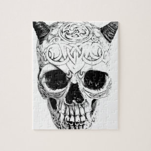 Demonic Halloween Skull. Digital Gothic Horror Legpuzzel