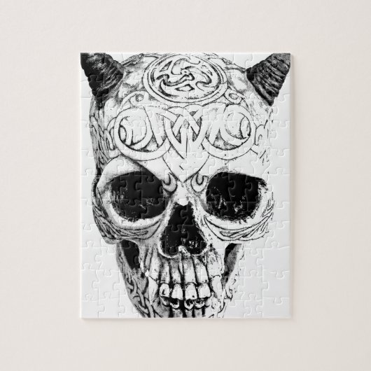 Demonic Halloween Skull. Digital Gothic Horror Legpuzzel (Verticaal)