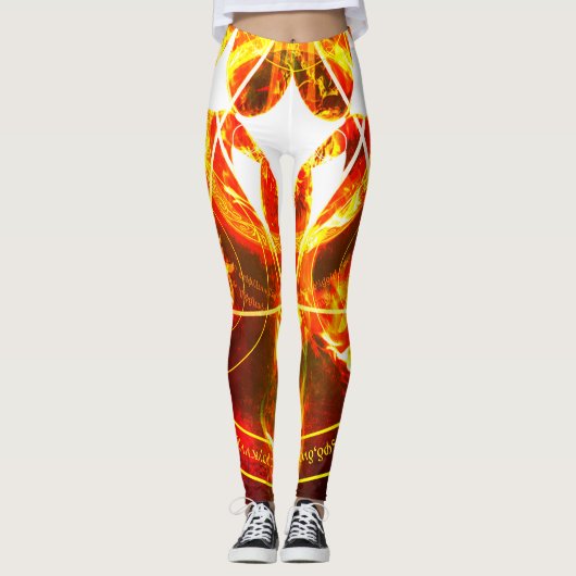 Demonic Hellfire Sigil of Chaos Infernal Red Leggings (Voorkant)