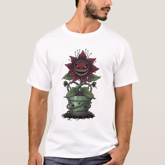 Demonische Bloedbloem in Vervloekte Pot T-shirt (Voorkant)