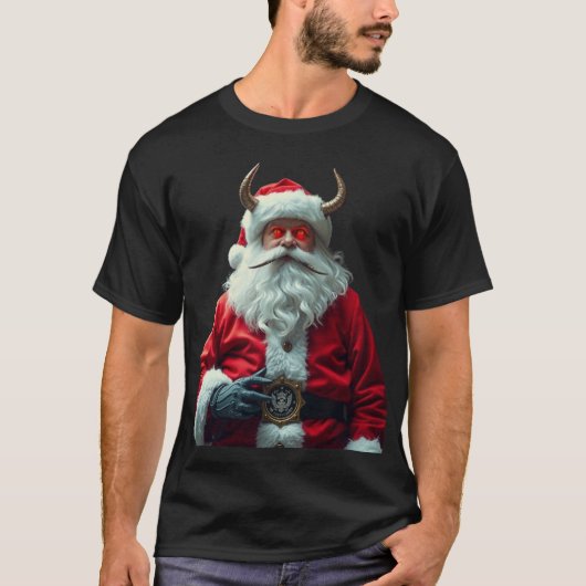 Demonische Kerstman met hoorns T-shirt (Voorkant)