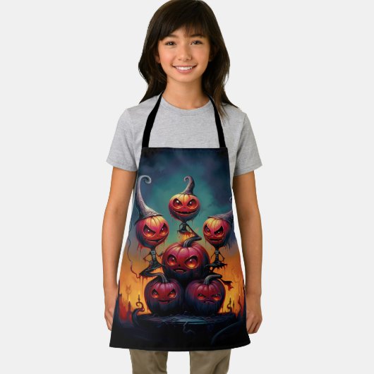 Demonische pompoenen in de hel vieren Happy Hallow Schort (Insitu)