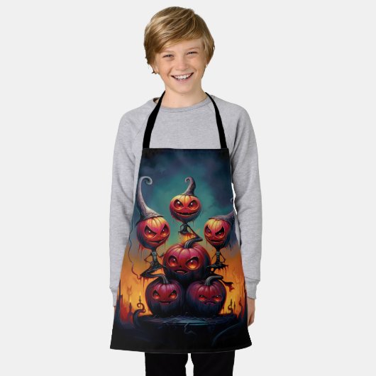 Demonische pompoenen in de hel vieren Happy Hallow Schort (Gedragen)