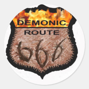 Demonische route 666 ronde sticker