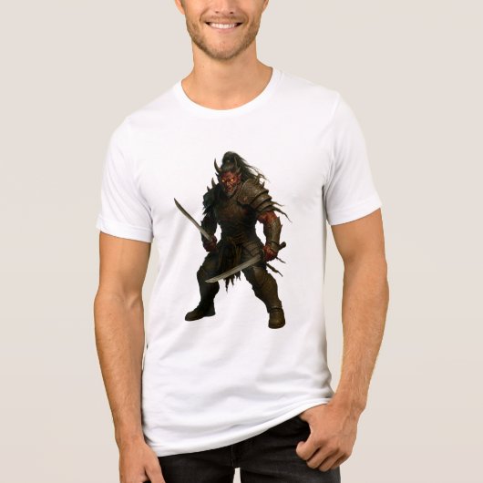 Demonische Samurai Krijger Tri-Blend Shirt (Voorkant)